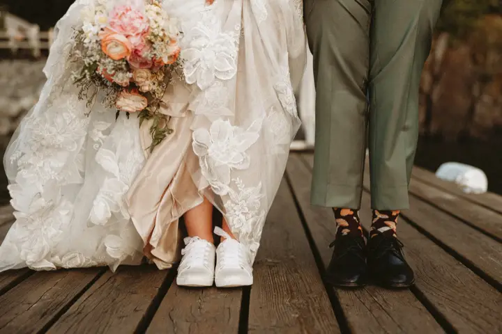 Sneakers and bouquet detail